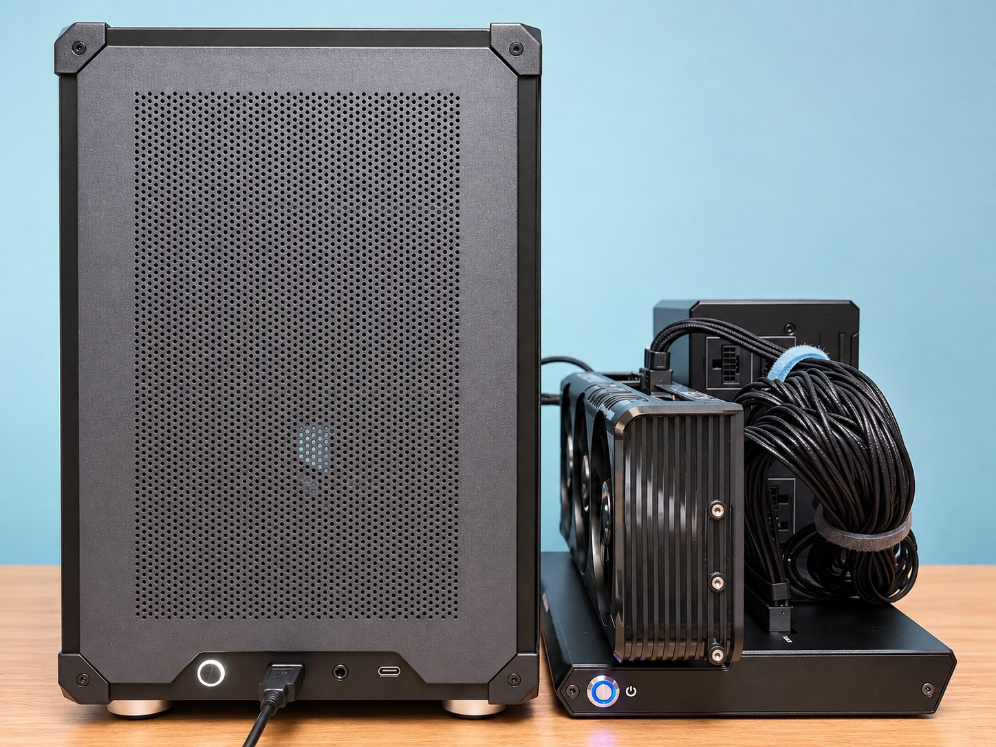 AI Security Simulatorを動かすローカル実機環境。PC本体とRTX 5060 Ti eGPU構成